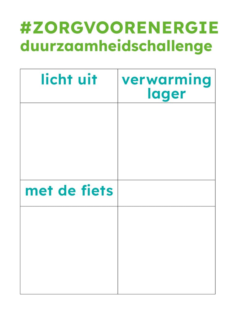 Zorg voor Energie duurzaamheidschallenge invulschema score
