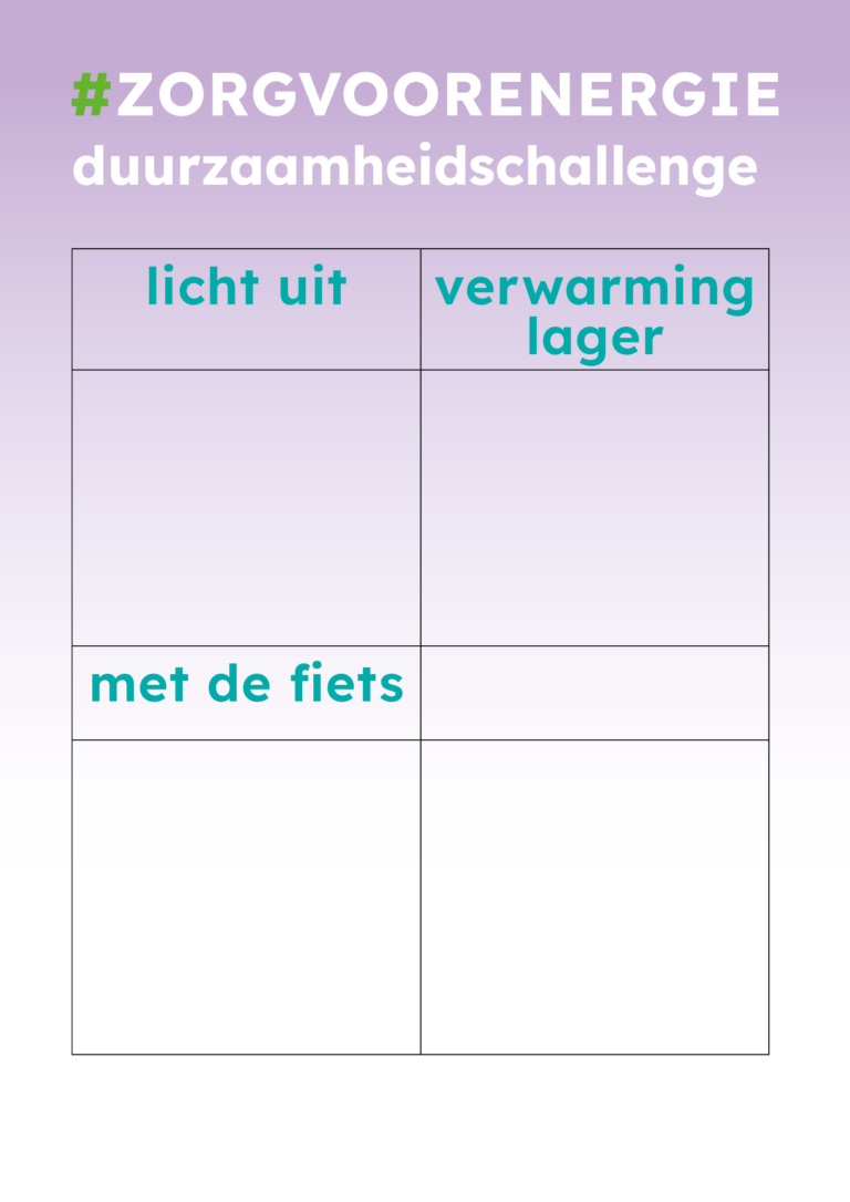 Zorg voor Energie invulschema duurzaamheidschallenge